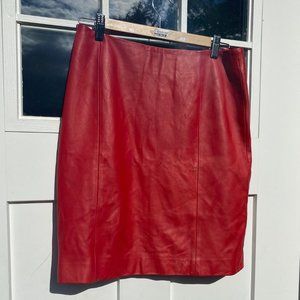Vintage Akris for Bergdorf Goodman Real Leather Red Skirt